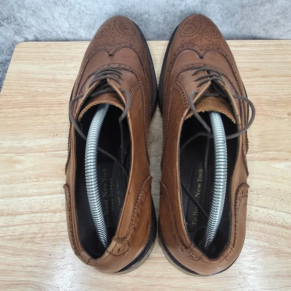 To Boot‎ New York Adam Derrick Oxford Shoes Mens 10 Brown Leather Wingtip Italy